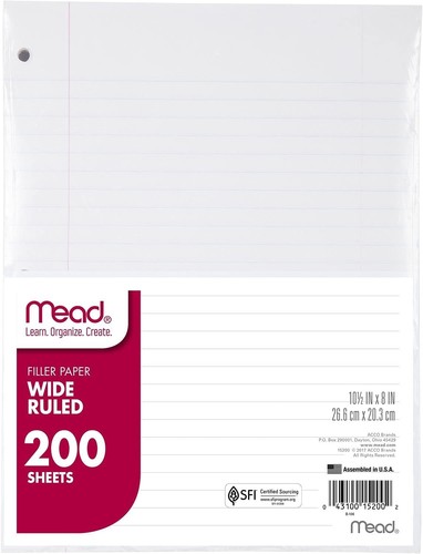 Mead loose leaf paper wide - leaf, paper,