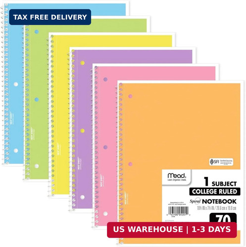 Mead spiral notebook - 6, pack