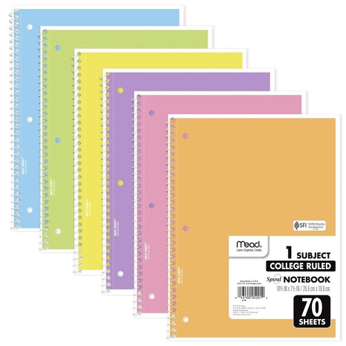 Mead spiral notebook pack - mead, 6