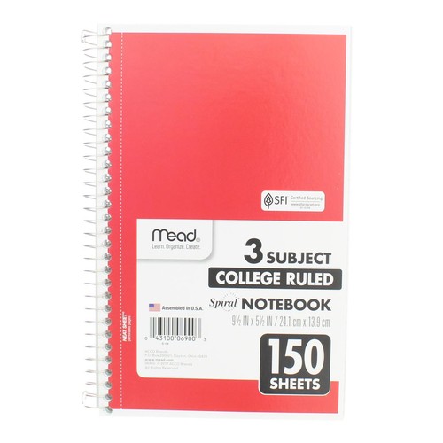 Mead spiral notebook college - mead,