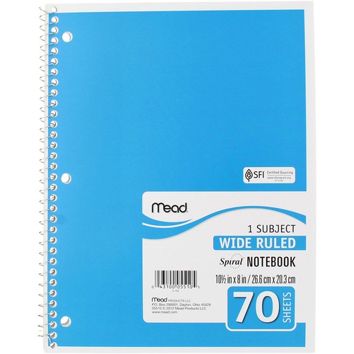 Mead spiral notebook wide - spiral,