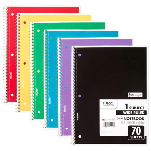 Mead spiral notebook pack - spiral, 6