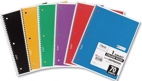 Mead spiral notebook subject - mead, 1